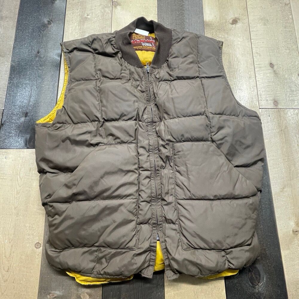 Vintage Walls Men's LARGE Blizzard Pruf Puffer Down Vest Brown #4096